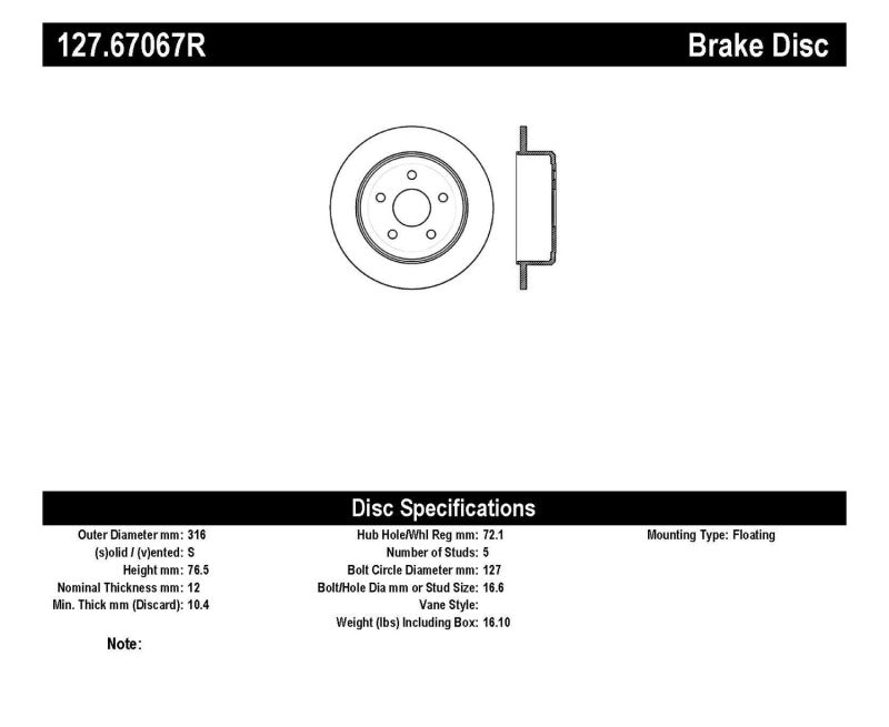 StopTech Power Slot 07-13 Jeep Wrangler Rear Right Drilled &amp; Slotted Rotor - 127.67067R