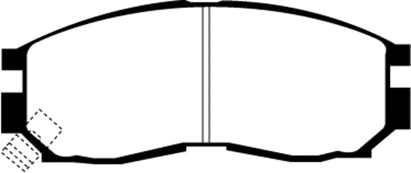 EBC 95-99 Chrysler Sebring Coupe 2.0 Greenstuff Front Brake Pads - DP2830 for 1990-2001 Mitsubishi Eclipse - front view