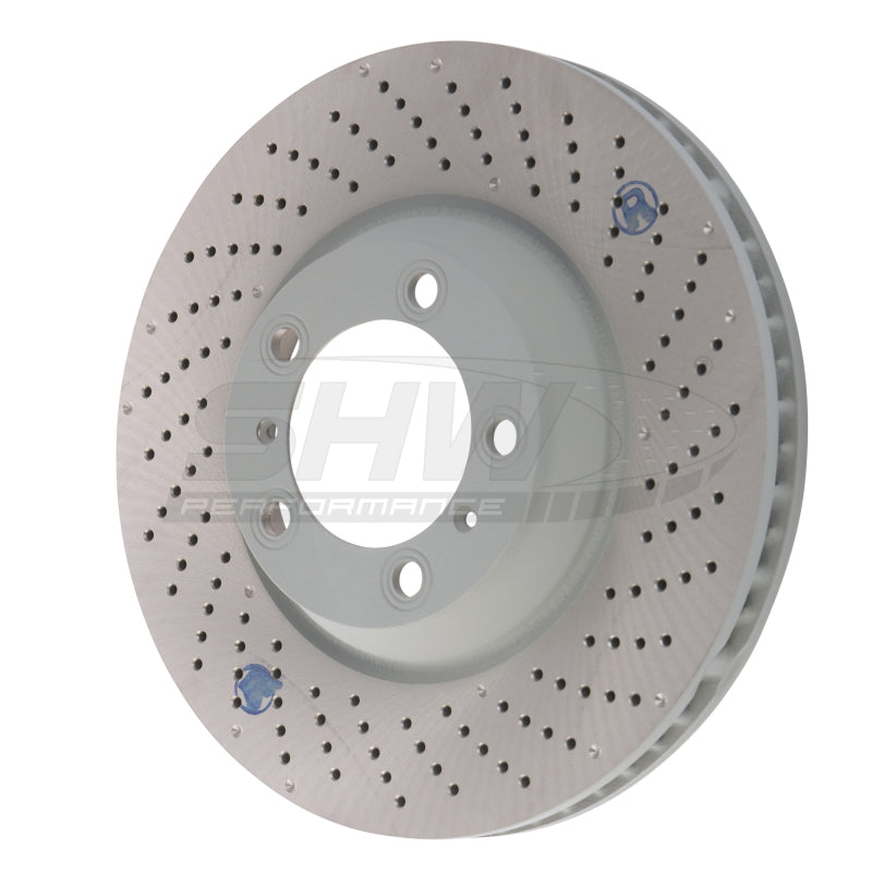 SHW 04-08 Porsche 911 GT3 w/o Ceramics Right Front Cross-Drilled Monobloc Brake Rotor (99735141090) - PFR33009