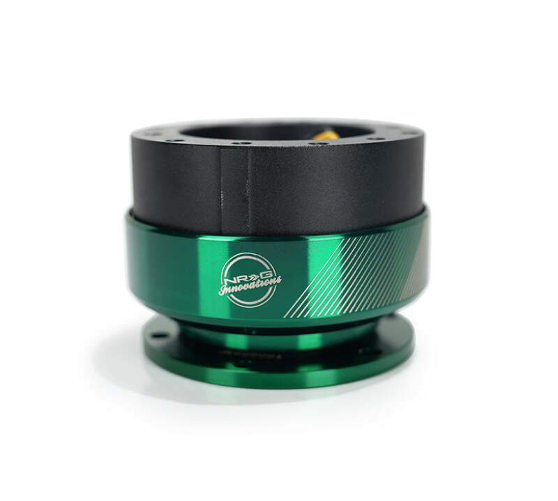 NRG Quick Release Gen 2.0 - 20 Year Anniversary Black Body / Emerald Ring - SRK-200BK-EG20 - close-up view