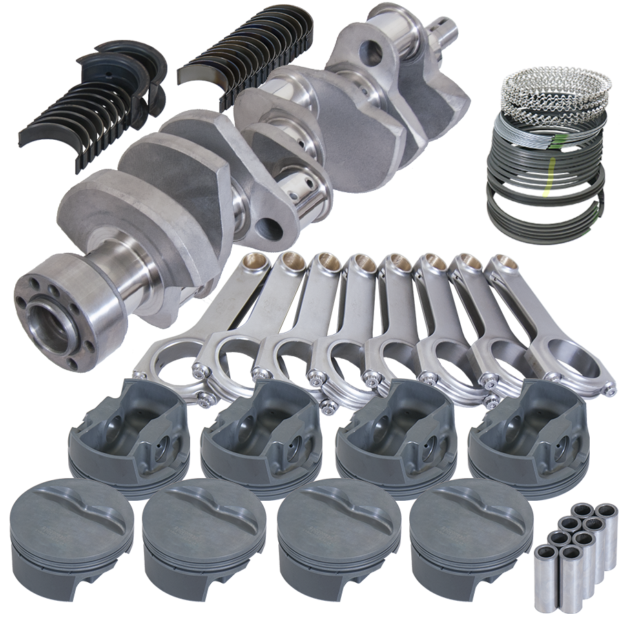 Eagle Chevy 350 1Pc 3.875in Crank 6.000in H-Beam Stroker Rods 4.040in Pistons Balanced Assembly - B12113040 - front view