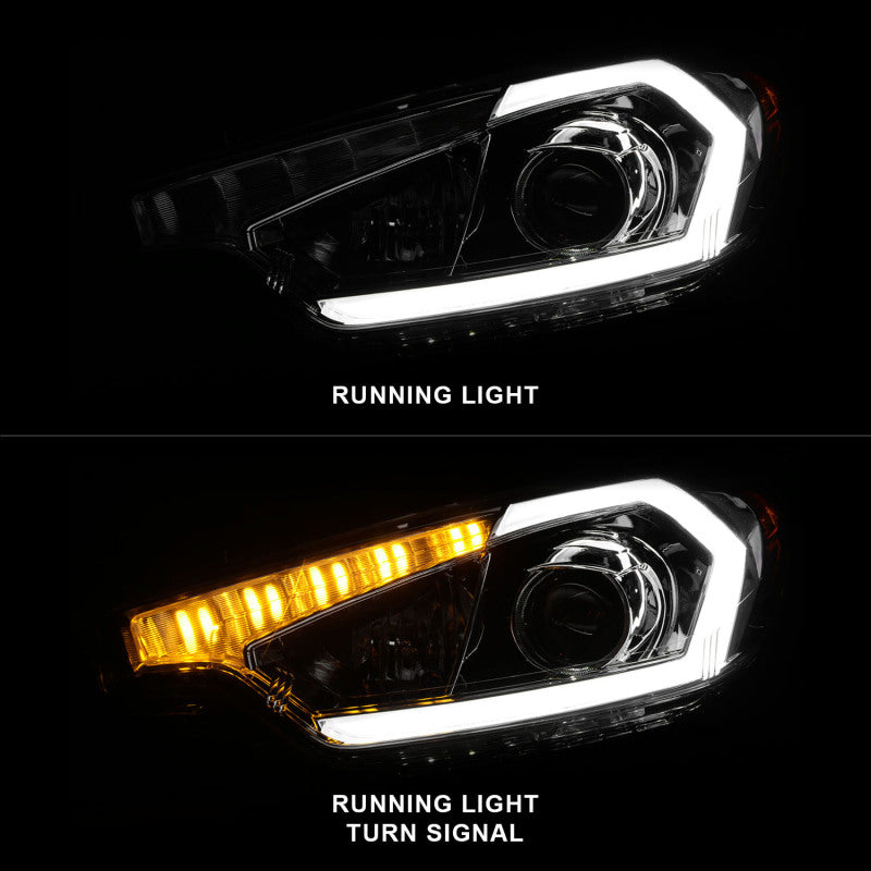 ANZO 2014-2016 Kia Forte Projector Headlights w/ Light Bar Chrome Housing - 121561