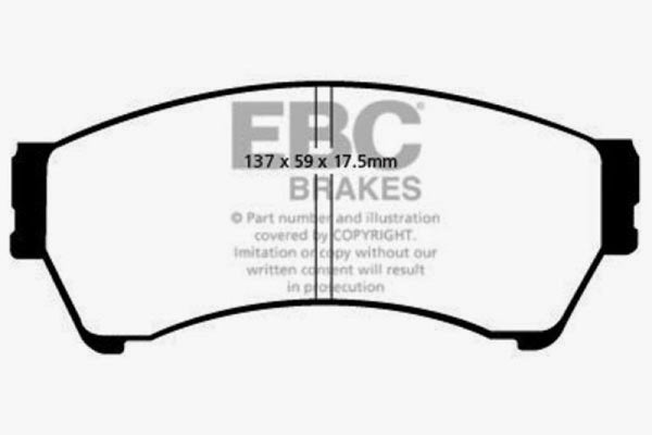 EBC 06-07 Mazda 6 2.3 Greenstuff Front Brake Pads - DP21765/2 for 2006-2007 Mazda 6 - front view