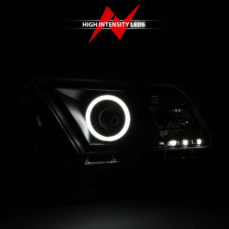 ANZO 2010-2014 Ford Mustang Projector Headlights w/ Halo Black (CCFL) - 121323