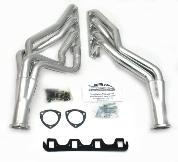 JBA 65-73 Ford Mustang 260-302 SBF 5 Speed T5/T56 1-3/4in Primary Silver Ctd Long Tube Header - 6611SJS for 1964-1973 Ford Mu