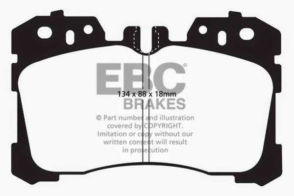 EBC 07+ Lexus LS460 4.6 Yellowstuff Front Brake Pads - DP41811R for 2007-2023 Lexus LS - front view