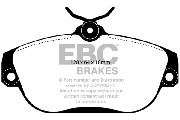 EBC 91-93 Volvo 740 2.3 (ABS) (Girling) Redstuff Front Brake Pads - DP31095C for 1997-1998 Volvo S90 - front view