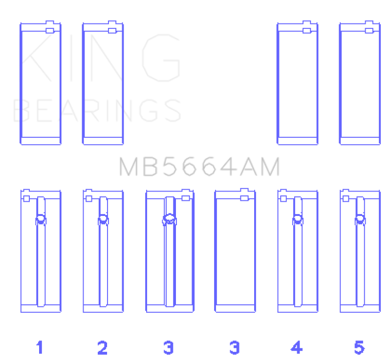 King Nissan QR25DE DOHC 16 Valves (Size +0.25) Main Bearing Set - MB5664AM0.25
