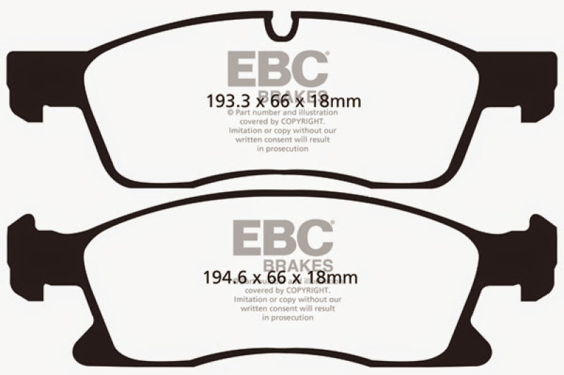 EBC 11+ Dodge Durango 3.6 Yellowstuff Front Brake Pads - DP41871R