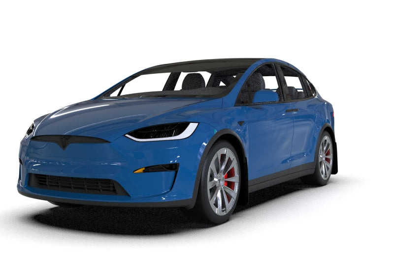 Rally Armor 22-24 Tesla Model X Black UR Mud Flap w/White Logo - MF102-UR-BLK/WH