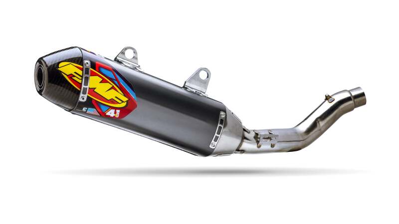 FMF Racing 2025 Triumph TF 450-RC Alum. Factory 4.1 RCT Slip-On Muffler w/ Carbon Cap - 045699 - front view