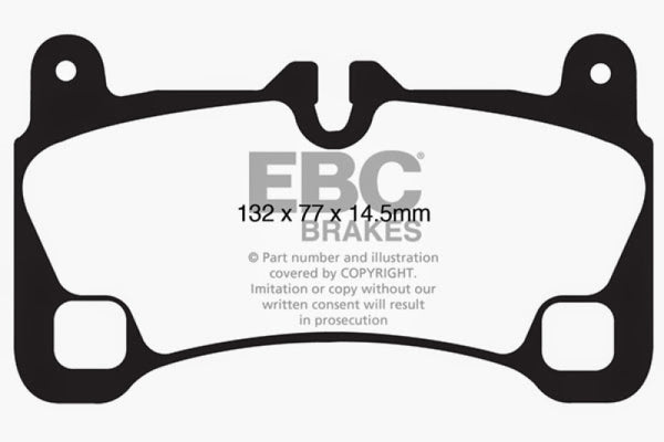EBC 08 Porsche Cayenne 4.8 Turbo Yellowstuff Rear Brake Pads - DP41836R for 2008-2009 Volkswagen Touareg - front view