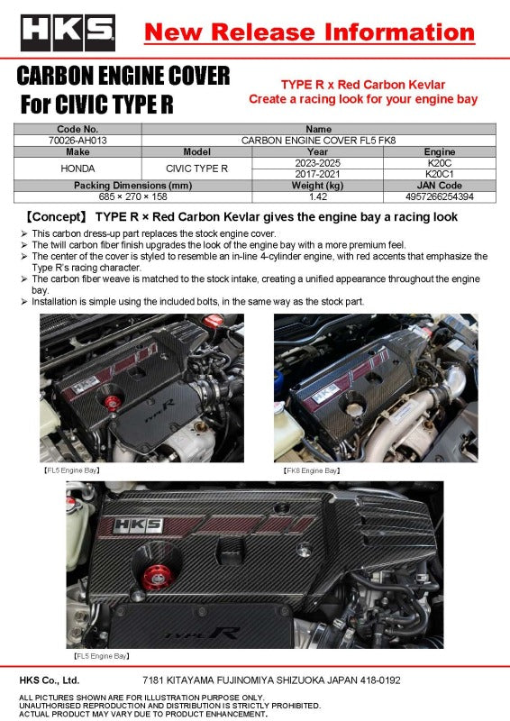 HKS DRY CARBON FUSE BOX COVER FK8 - 70026-AH015