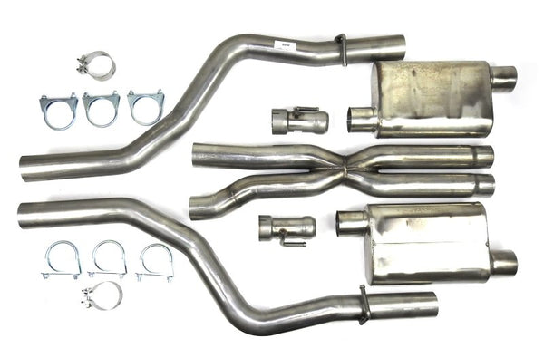 JBA 15-20 Dodge Challenger SRT8/Hellcat 6.1L/6.2L/6.4L 3in SS Dual Exit Cat-Back Exhaust - 40-1671 for 2015-2023 Dodge Challe
