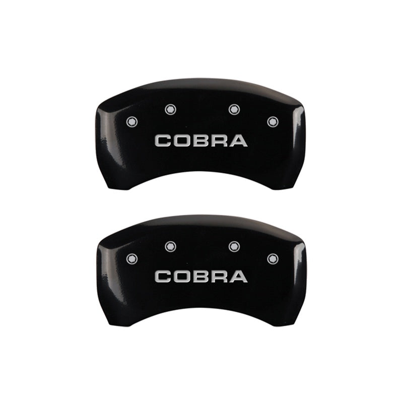 MGP Rear set 2 Caliper Covers Engraved Rear Cobra Black finish silver ch - 10010RCOBBK
