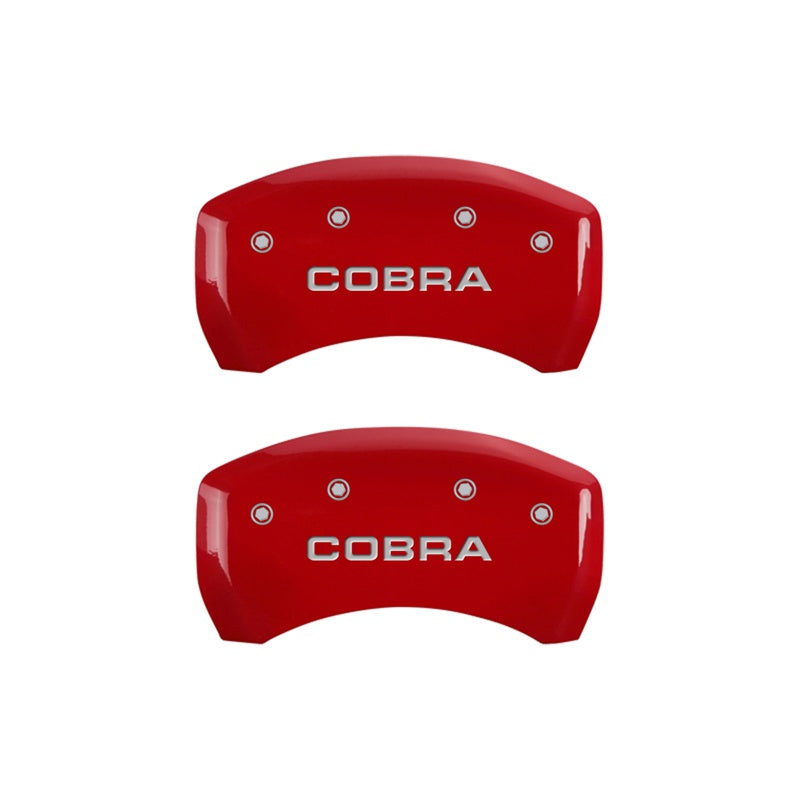 MGP Rear set 2 Caliper Covers Engraved Rear Cobra Red finish silver ch - 10010RCOBRD