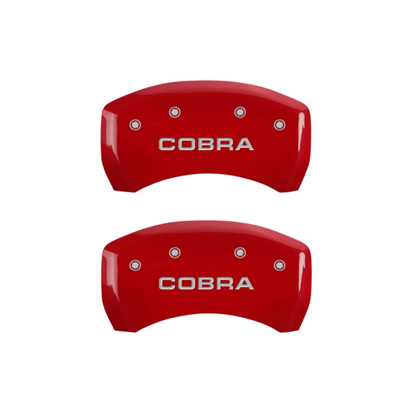 MGP Rear set 2 Caliper Covers Engraved Rear Cobra Red finish silver ch - 10010RCOBRD
