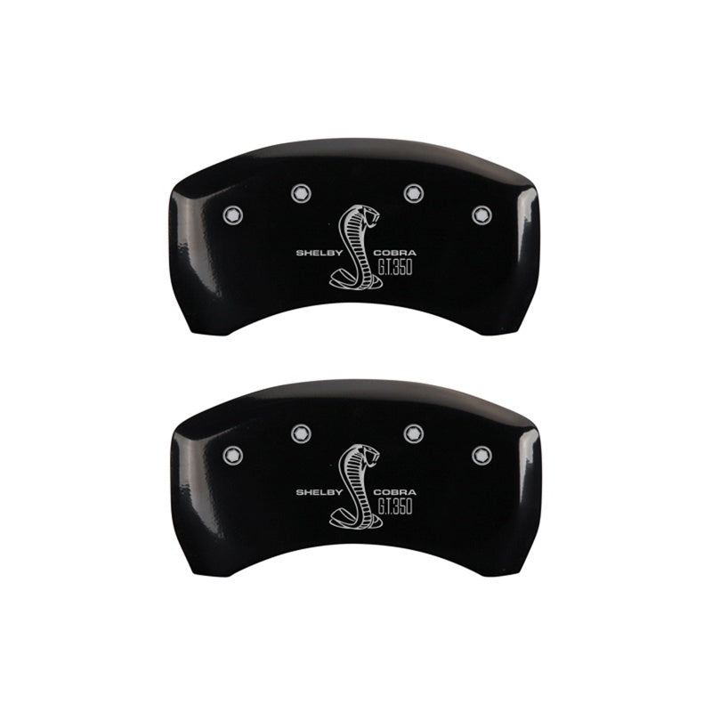 MGP Rear set 2 Caliper Covers Engraved Rear GT350 Shelby &amp; Cobra Black finish silver ch - 10010RGT3BK