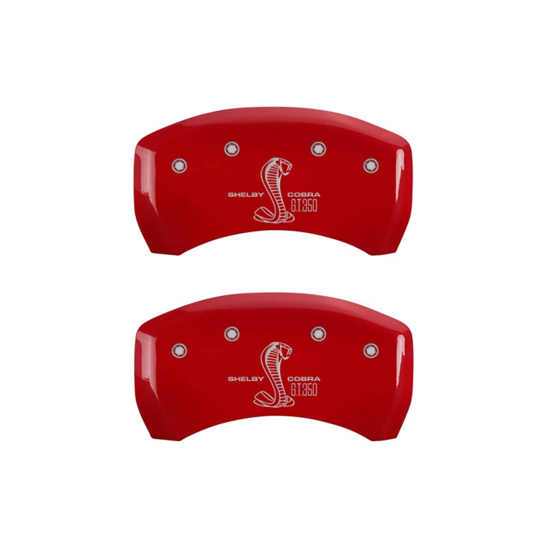 MGP Rear set 2 Caliper Covers Engraved Rear GT350 Shelby &amp; Cobra Red finish silver ch - 10010RGT3RD