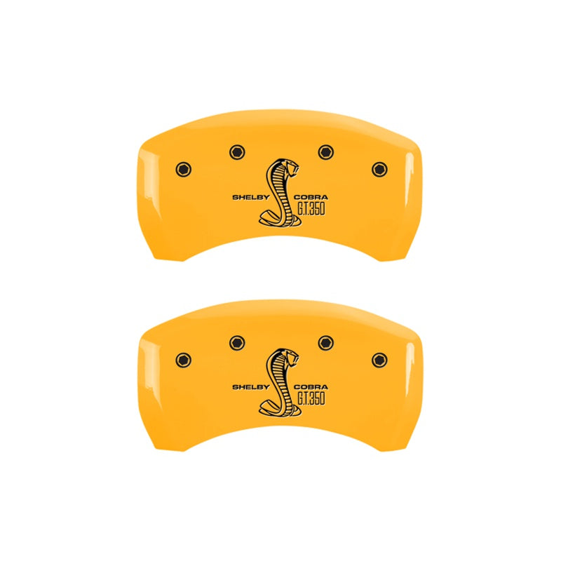 MGP Rear set 2 Caliper Covers Engraved Rear GT350 Shelby &amp; Cobra Yellow finish black ch - 10010RGT3YL