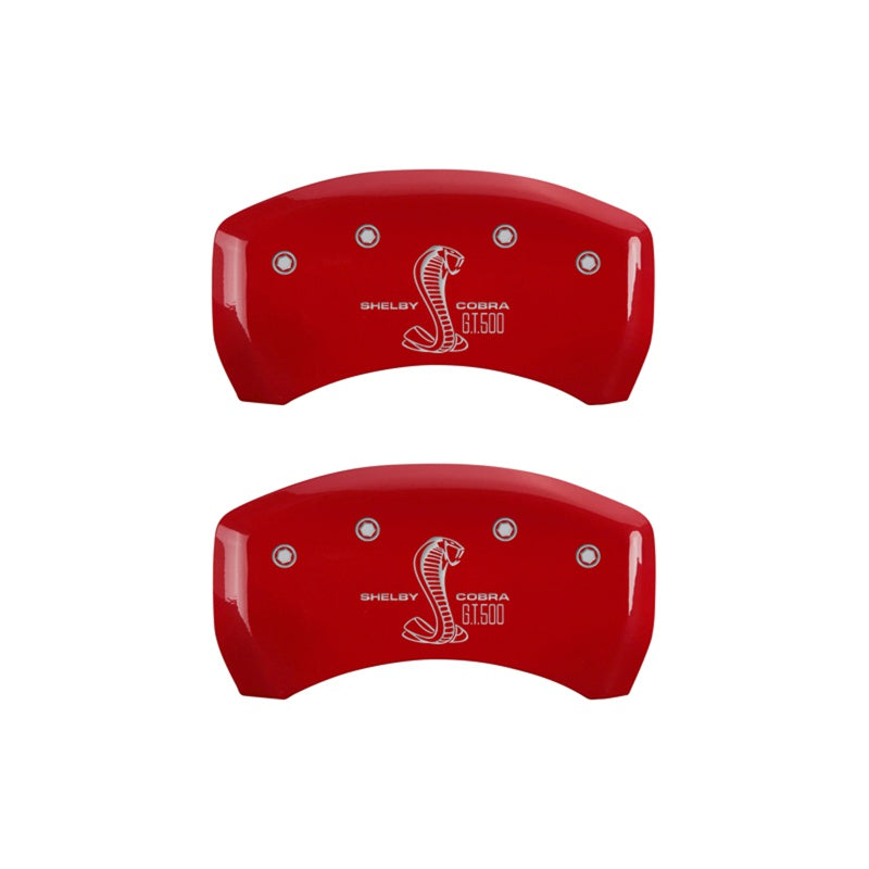 MGP Rear set 2 Caliper Covers Engraved Rear GT500 Shelby &amp; Cobra Red finish silver ch - 10010RGT5RD