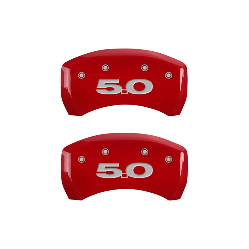 MGP Rear set 2 Caliper Covers Engraved Rear 50 Red finish silver ch - 10010RM50RD