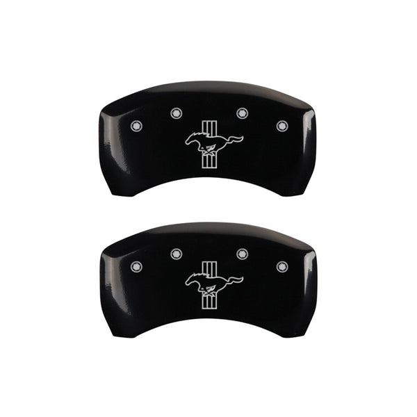 MGP Rear set 2 Caliper Covers Engraved Rear S197/Bar &amp; Pony Black finish silver ch - 10010RMB1BK