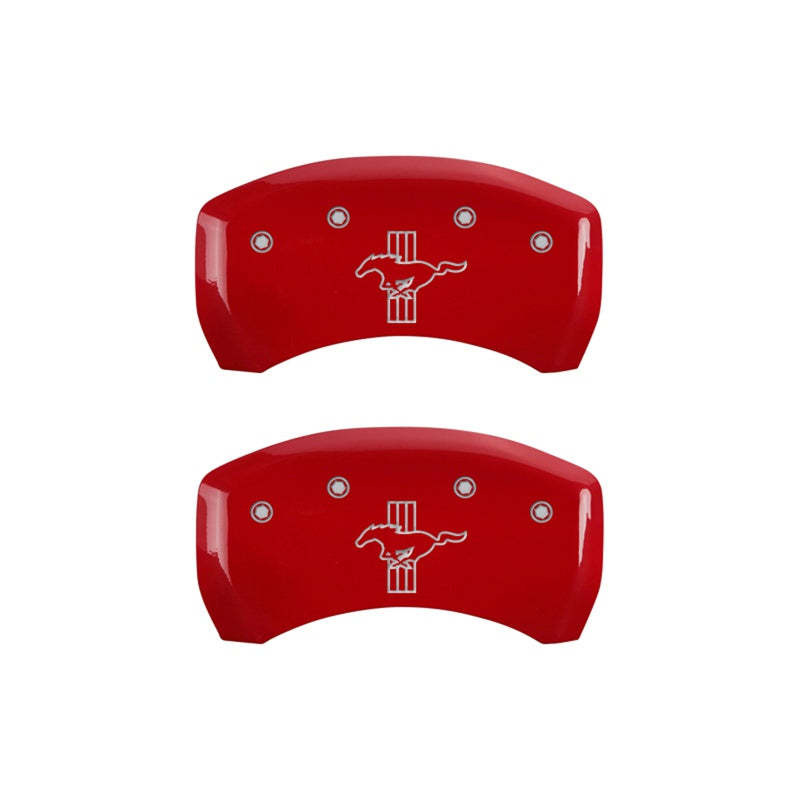 MGP Rear set 2 Caliper Covers Engraved Rear S197/Bar &amp; Pony Red finish silver ch - 10010RMB1RD
