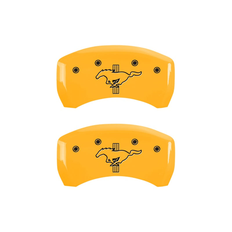 MGP Rear set 2 Caliper Covers Engraved Rear 2015/Bar &amp; Pony Yellow finish black ch - 10010RMB2YL