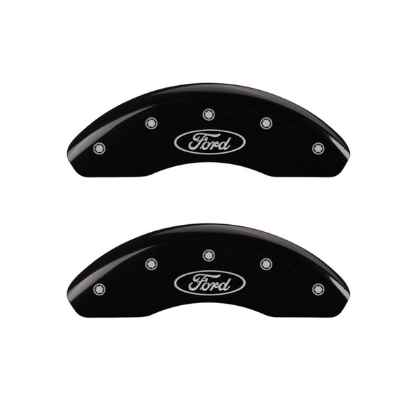 MGP Front set 2 Caliper Covers Engraved Front Oval logo/Ford Black finish silver ch - 10011FFRDBK