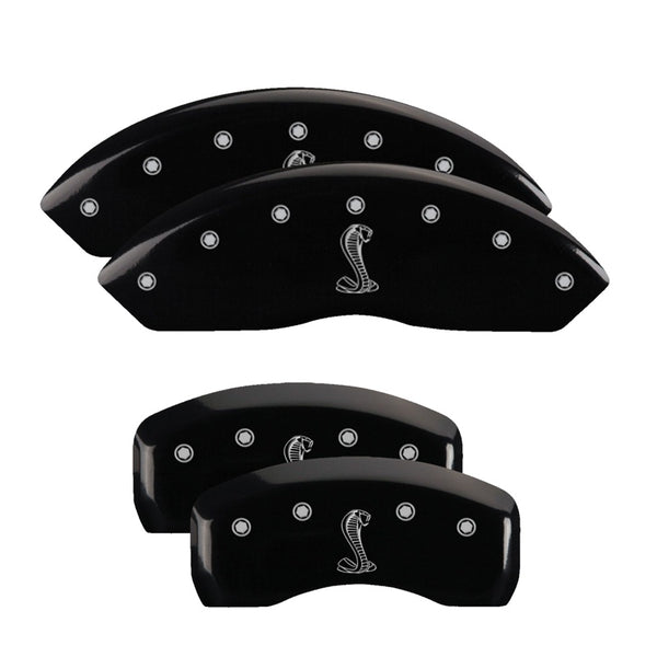 MGP 4 Caliper Covers Engraved Front &amp; Rear Tiffany Snake Black finish silver ch - 10017SSNKBK