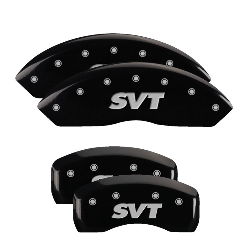 MGP 4 Caliper Covers Engraved Front &amp; Rear SVT Black finish silver ch - 10017SSVTBK