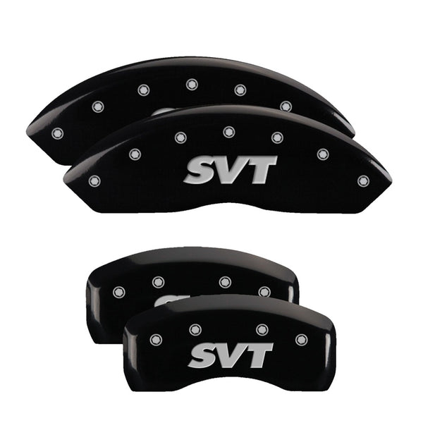 MGP 4 Caliper Covers Engraved Front &amp; Rear SVT Black finish silver ch - 10017SSVTBK