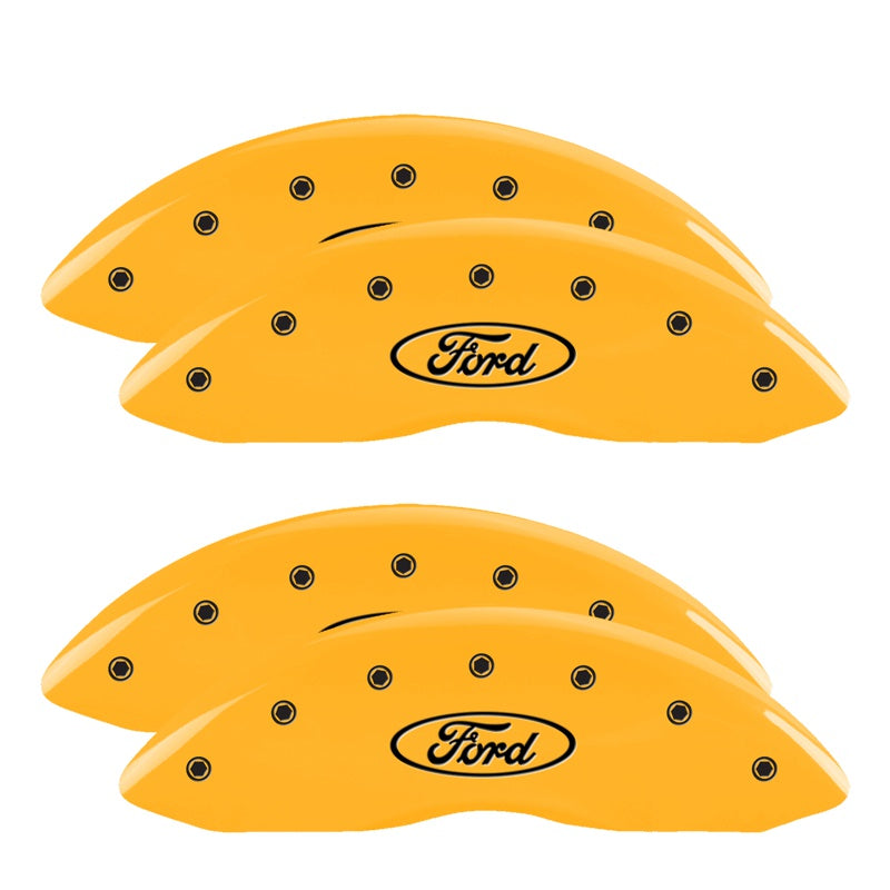 MGP 4 Caliper Covers Engraved F &amp; R Ford Logo Yellow Finish Black Char 2006 Ford F-350 Super Duty - 10056SFRDYL