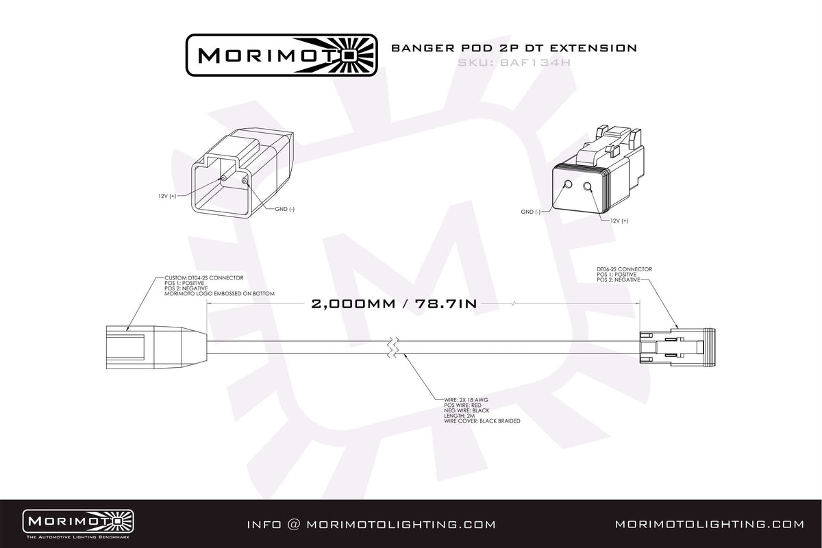 Morimoto - 2P DT Extension Harness: (1/2/4Banger) (2M Long) - BAF134H