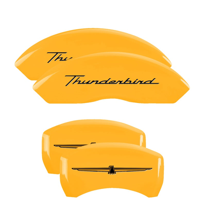 MGP 4 Caliper Covers Eng Fr No Bolts/TBird Rr No Bolts/TBird Yel Finish Blk Char 05 Ford Thunderbird - 10086STDBYL