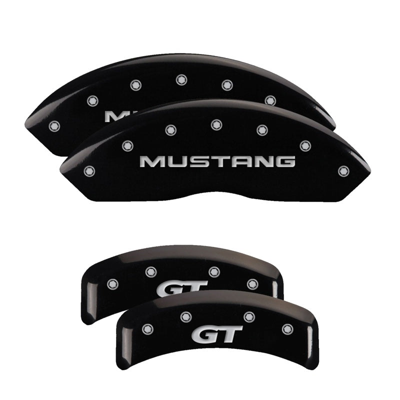 MGP 4 Caliper Covers Engraved Mustang 99-04 SN95/GT Black finish silver ch (set of 4) - 10095SMG1BK