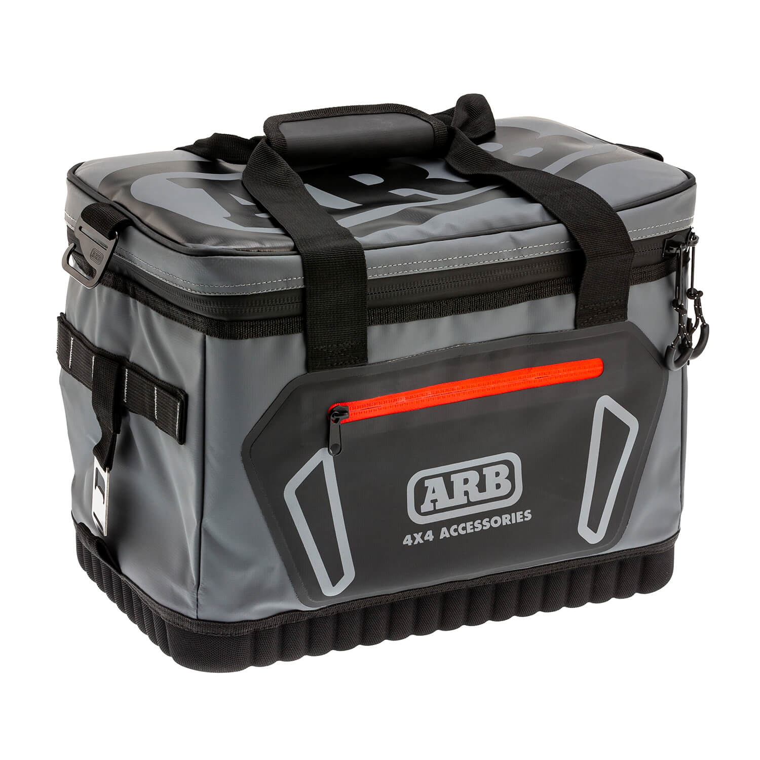 ARB Cooler Bag Charcoal w/ Red Highlights 15in L x 11in W x 9in H Holds 22 Cans - 10100376 by ARB - front view