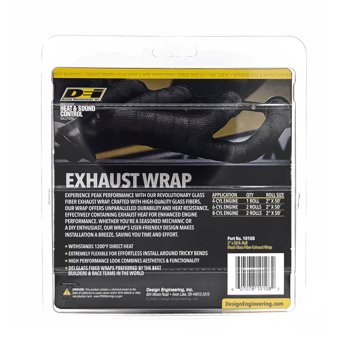 DEI Exhaust Wrap 2in x 50ft - Black - 10108 by DEI - front view