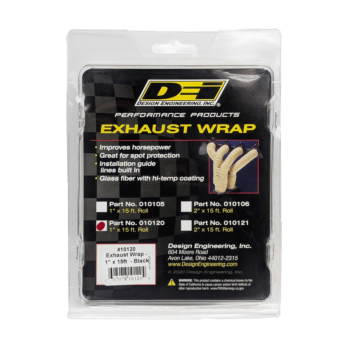 DEI Exhaust Wrap 1in x 15ft - Black - 10120 by DEI - front view