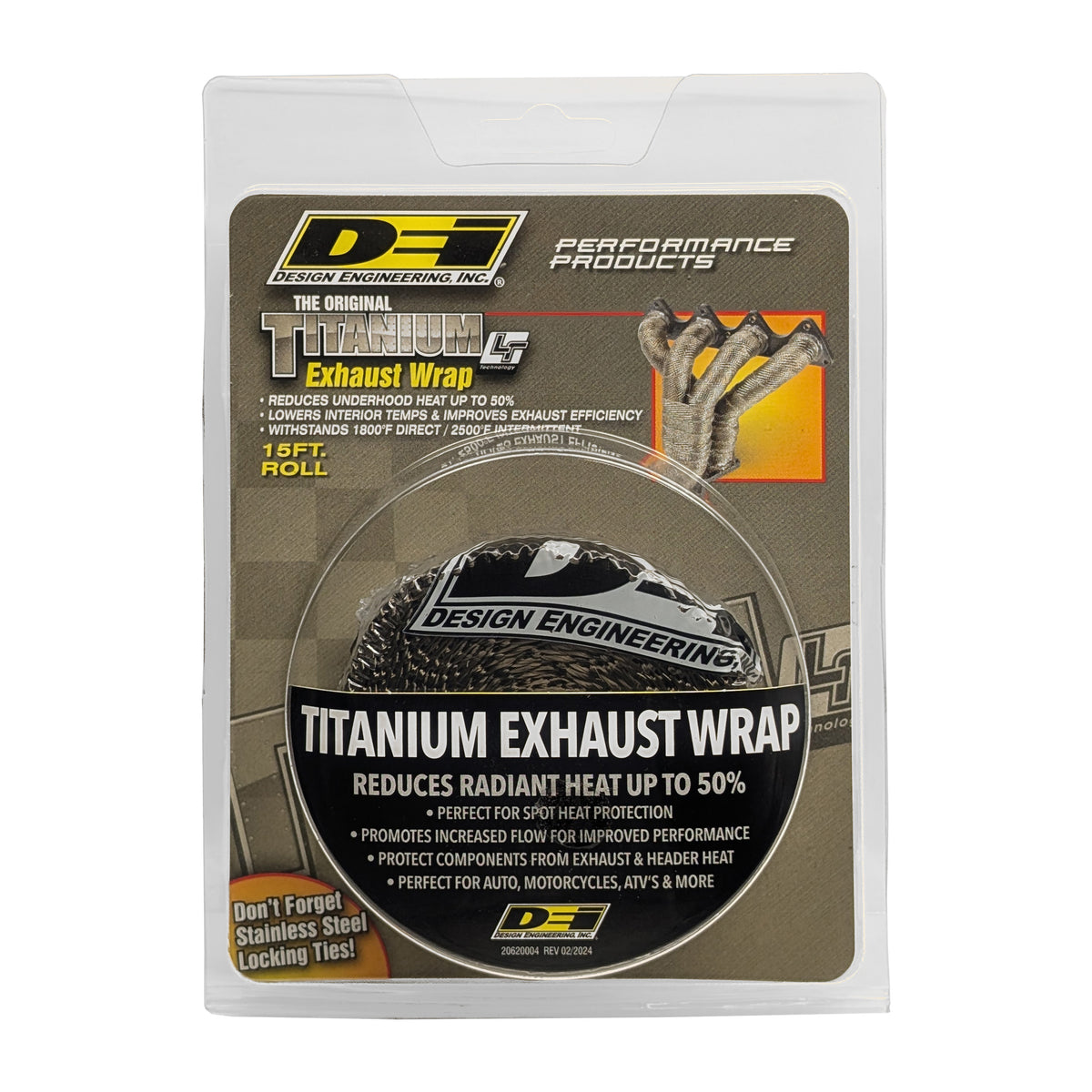 DEI Exhaust Wrap 1in x 15ft - Titanium - 10128 by DEI - front view