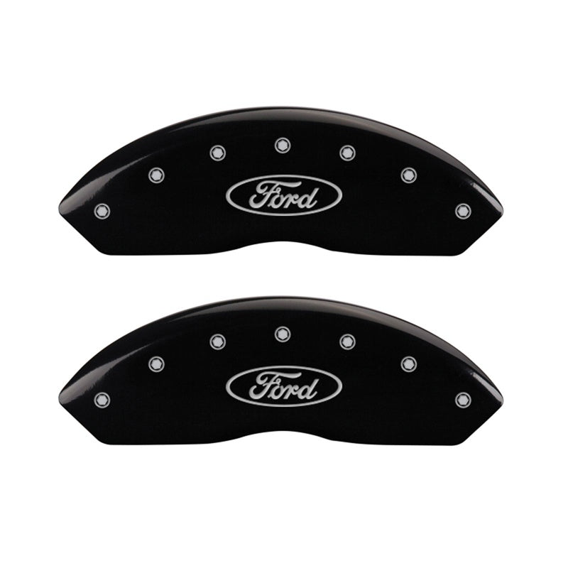 MGP Front set 2 Caliper Covers Engraved Front Oval logo/Ford Black finish silver ch - 10155FFRDBK
