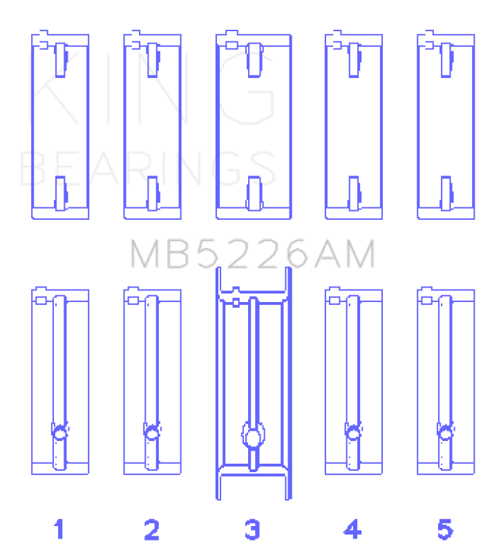 King Engine Bearings Mazda 626 F8 (Size +0.25mm) Main Bearing Set - MB5226AM0.25