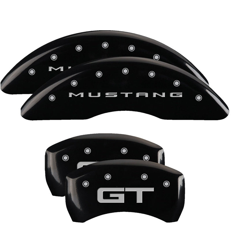 MGP 4 Caliper Covers Engraved Front 2015/Mustang Engraved Rear 2015/GT Black finish silver ch - 10200S2MGBK
