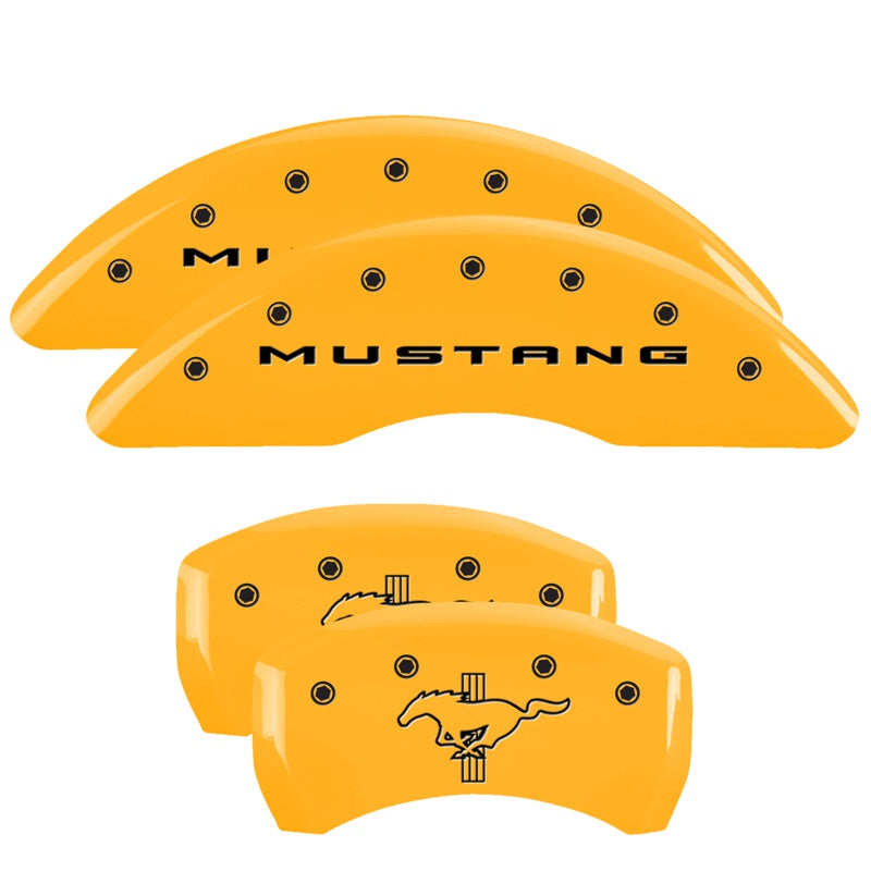 MGP 4 Caliper Covers Engraved Front 2015/Mustang Engraved Rear 2015/Bar &amp; Pony Yellow fnsh black ch - 10200SMB2YL