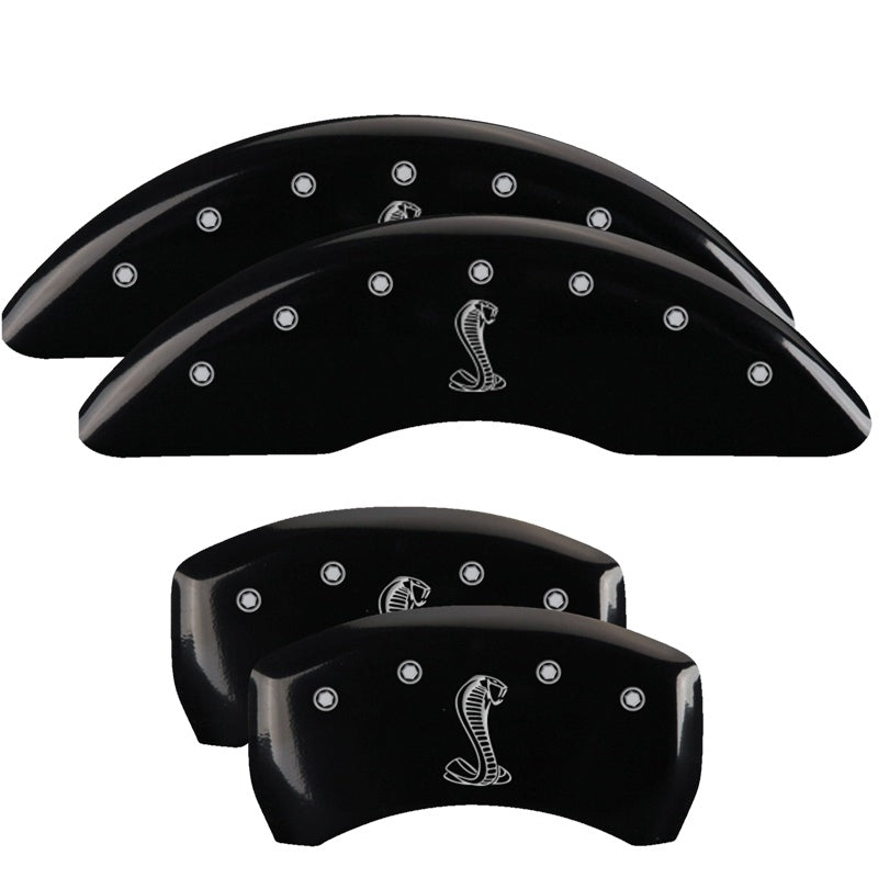 MGP 4 Caliper Covers Engraved Front &amp; Rear Tiffany Snake Black finish silver ch - 10200SSNKBK