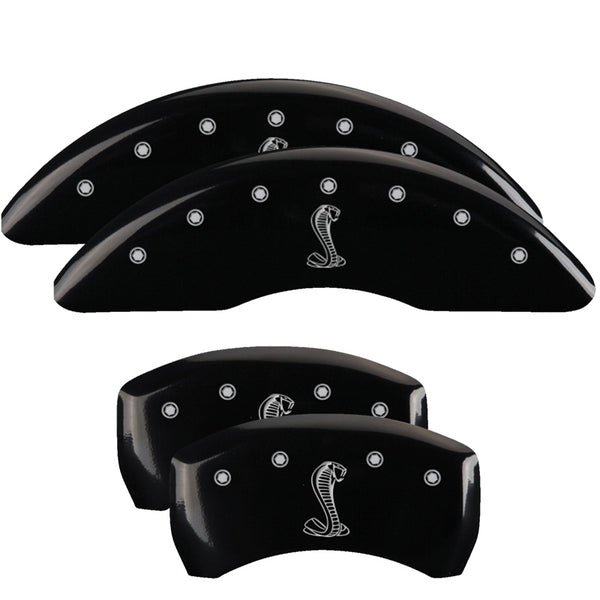 MGP 4 Caliper Covers Engraved Front &amp; Rear Tiffany Snake Black finish silver ch - 10201SSNKBK