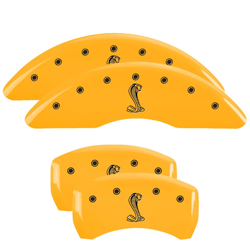 MGP 4 Caliper Covers Engraved Front &amp; Rear Tiffany Snake Yellow finish black ch - 10201SSNKYL
