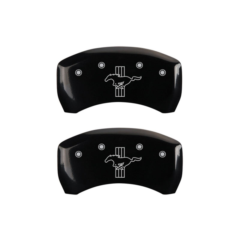 MGP Rear set 2 Caliper Covers Engraved Rear 2015/Bar &amp; Pony Black finish silver ch - 10203RMB2BK
