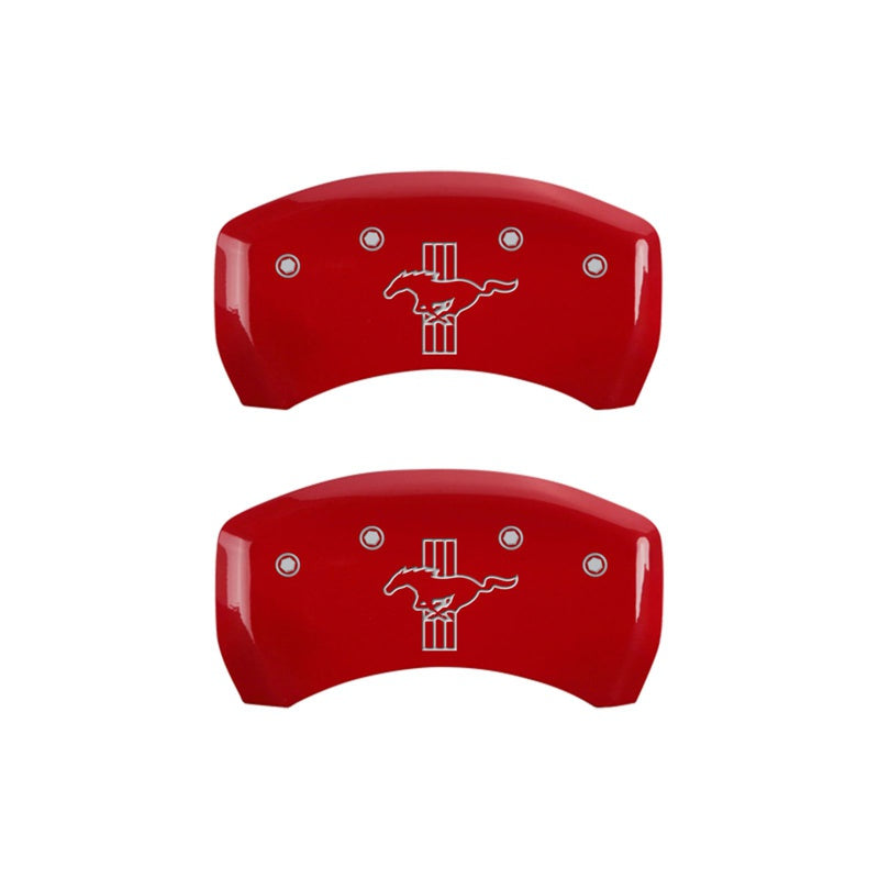 MGP Rear set 2 Caliper Covers Engraved Rear 2015/Bar &amp; Pony Red finish silver ch - 10203RMB2RD